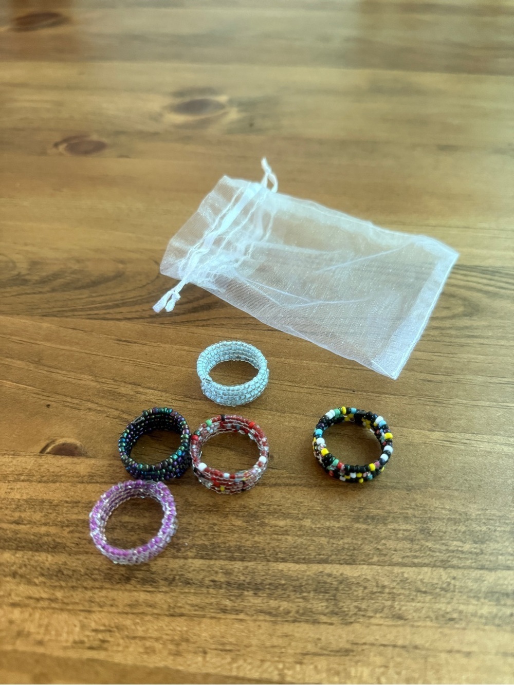 Handmade Beaded Ring Set - Multicolor